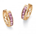 Channel-Set Birthstone 18k Yellow Gold-Plated Huggie-Hoop Earrings- June- Simulated Alexandrite Channel-Set Birthstone 18k Yellow Gold-Plated Huggie-Hoop Earrings- June- Simulated Alexandrite