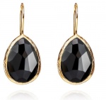 18KT Gold Vermeil Black Onyx Teardrop Earrings 925 Sterling Silver Bezel Set Gemstone Drops, Kyle Richards 18KT Gold Vermeil Black Onyx Teardrop Earrings 925 Sterling Silver Bezel Set Gemstone Drops, Kyle Richards