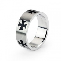 316L Stainless Steel Ring with Black Celtic Crosses 8mm Sz 9 Thru 13; Comes with Free Gift Box