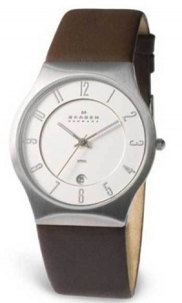 Skagen Men's 233XXLSL Stainless Steel Leather Strap Watch Skagen Men's 233XXLSL Stainless Steel Leather Strap Watch