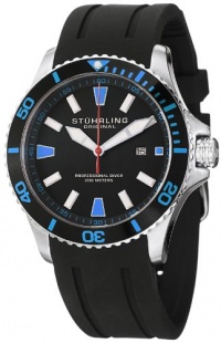 Stuhrling Original Men's 706.02 Aquadiver Regatta Diver Sport II Quartz Date Blue Accent Rubber Strap Watch Stuhrling Original Men's 706.02 Aquadiver Regatta Diver Sport II Quartz Date Blue Accent Rubber Strap Watch
