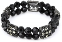 1928 Jewelry Stretch Double Beaded Black Crystal Bracelet 1928 Jewelry Stretch Double Beaded Black Crystal Bracelet
