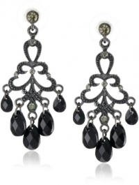 1928 Jewelry Jet and Black Crystal Chandelier Earrings 1928 Jewelry Jet and Black Crystal Chandelier Earrings