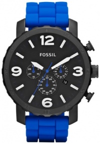 Fossil Men's JR1426 Nate Chronograph Blue Silicone Watch Fossil Men's JR1426 Nate Chronograph Blue Silicone Watch