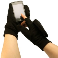 Men's Winter Fleece Water Repellent Flip Top Fingerless Mitten Gloves Black M/L Men's Winter Fleece Water Repellent Flip Top Fingerless Mitten Gloves Black M/L