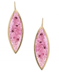 Conquer your style fixation. Kenneth Cole's Crush earrings feature purple-hued glass accents set in gold tone mixed metal. Approximate drop: 2-1/4 inches. Conquer your style fixation. Kenneth Cole's Crush earrings feature purple-hued glass accents set in gold tone mixed metal. Approximate drop: 2-1/4 inches.