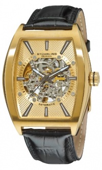 Stuhrling Original Men's 182C3.333531 Leisure Millennia Master Automatic Skeleton Gold Tone Watch Set