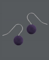 Add regal shine to your look with polished amethyst drops (10 mm) by Avalonia Road. Set in sterling silver. Approximate drop: 3/4 inch.