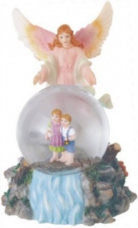 Snow Globe Guardian Angel Collection Figurine Desk Decoration