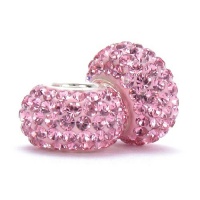 Set of 2 - Bella Fascini Pink Crystal Pave Sparkle Bling - Solid .925 Sterling Silver Core European Charm Bead Made with Authentic Swarovski Crystals - Compatible Brand Bracelets : Authentic Pandora, Chamilia, Moress, Troll, Ohm, Zable, Biagi, Kay's Charm Set of 2 - Bella Fascini Pink Crystal Pave Sparkle Bling - Solid .925 Sterling Silver Core European Charm Bead Made with Authentic Swarovski Crystals - Compatible Brand Bracelets : Authentic Pandora, Chamilia, Moress, Troll, Ohm, Zable, Biagi, Kay's Charm