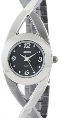 XOXO Women's XO5218 Black Dial Two-Tone Half Cuff and Half Bracelet Watch