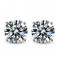 925 Sterling Silver 2.00 Carat Cubic Zirconia Stud Earrings 925 Sterling Silver 2.00 Carat Cubic Zirconia Stud Earrings