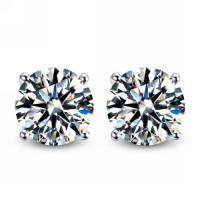 925 Sterling Silver 2.00 Carat Cubic Zirconia Stud Earrings