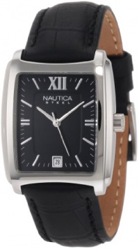 Nautica Men's N07546 Leather Square Analog Watch Nautica Men's N07546 Leather Square Analog Watch