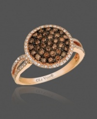 Shapely design that makes an instant impact. This sparkling statement ring by Le Vian highlights round-cut chocolate diamonds (1/2 ct. t.w.) encircled by round-cut white diamonds (1/3 ct. t.w.) set in 14k gold. Size 7. Shapely design that makes an instant impact. This sparkling statement ring by Le Vian highlights round-cut chocolate diamonds (1/2 ct. t.w.) encircled by round-cut white diamonds (1/3 ct. t.w.) set in 14k gold. Size 7.