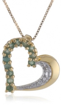 18k Yellow Gold Plated Emerald and Diamond Half- and -Half Heart Pendant Necklace 18k Yellow Gold Plated Emerald and Diamond Half- and -Half Heart Pendant Necklace