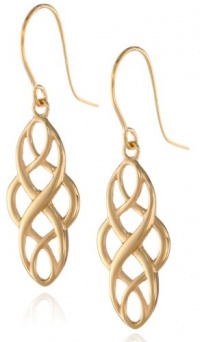 Goldtone Finish Silver Celtic Design Oval Dangle Earrings Goldtone Finish Silver Celtic Design Oval Dangle Earrings