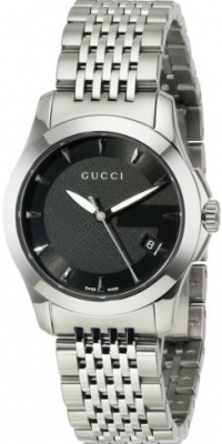 Gucci Women's YA126502 G-Timeless Black Dial Stainless-Steel Bracelet Watch Gucci Women's YA126502 G-Timeless Black Dial Stainless-Steel Bracelet Watch