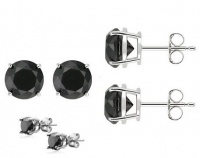 Sterling Silver Black Cubic Zirconia Stud Earrings Sterling Silver Black Cubic Zirconia Stud Earrings