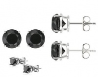 Sterling Silver Black Cubic Zirconia Stud Earrings