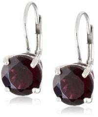 Sterling Silver 8mm Round Garnet Lever Back Earrings Sterling Silver 8mm Round Garnet Lever Back Earrings
