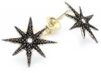 Mizuki Silver and Diamond Starburst on 14k Gold Post Earrings Mizuki Silver and Diamond Starburst on 14k Gold Post Earrings