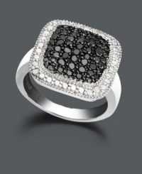 Amp up your style with bold contrasting colors. This sparkling black and white diamond (1/4 ct. t.w.) ring by Victoria Townsend features a square shape set in sterling silver. Amp up your style with bold contrasting colors. This sparkling black and white diamond (1/4 ct. t.w.) ring by Victoria Townsend features a square shape set in sterling silver.