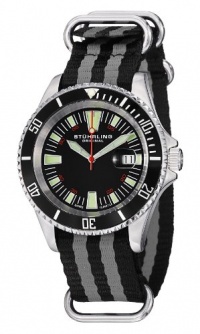 Stuhrling Original Men's 907.331ON1 Aquadiver Regatta Bravura Swiss Quartz Date Black and Grey Canvas Strap Watch Stuhrling Original Men's 907.331ON1 Aquadiver Regatta Bravura Swiss Quartz Date Black and Grey Canvas Strap Watch
