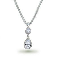 Bling Jewelry Vintage Double Teardrop Silver CZ Bridal Necklace 16in Bling Jewelry Vintage Double Teardrop Silver CZ Bridal Necklace 16in