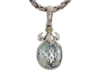 Balissima By Effy Collection Sterling Silver and 18k Yellow Gold Fleur de Lis Green Amethyst Pendant Necklace Balissima By Effy Collection Sterling Silver and 18k Yellow Gold Fleur de Lis Green Amethyst Pendant Necklace