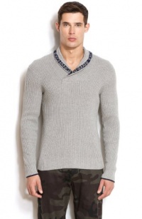 Armani Exchange Mens Logo Jacquard Ribbed Shawl Co Armani Exchange Mens Logo Jacquard Ribbed Shawl Co