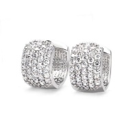 Bling Jewelry Round Cubic Zirconia Five Row Pave Wide Huggie Hoop Earrings Bling Jewelry Round Cubic Zirconia Five Row Pave Wide Huggie Hoop Earrings