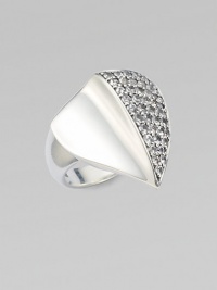 From the Thorn Collection. A striking, thorn-like triangle of gleaming sterling silver, with a smooth, concave profile on one side and a field of sparkling white sapphires on the other, atop a wide polished band.White sapphireSterling silverLength, about ¾Imported From the Thorn Collection. A striking, thorn-like triangle of gleaming sterling silver, with a smooth, concave profile on one side and a field of sparkling white sapphires on the other, atop a wide polished band.White sapphireSterling silverLength, about ¾Imported