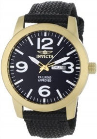 Invicta Men's 1047 Specialty Collection Black Canvas 18k Gold-Plated Stainless Steel Watch Invicta Men's 1047 Specialty Collection Black Canvas 18k Gold-Plated Stainless Steel Watch