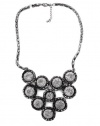 Style&co. Necklace, Hematite Tone Black Glitter Cabochon Bib Necklace