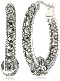 Judith Jack Sterling Silver Marcasite Pave Knot Hoop Earrings Judith Jack Sterling Silver Marcasite Pave Knot Hoop Earrings