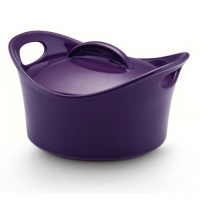 Rachael Ray Stoneware 2-3/4-Quart Covered Bubble and Brown Casserround Casserole, Purple Rachael Ray Stoneware 2-3/4-Quart Covered Bubble and Brown Casserround Casserole, Purple