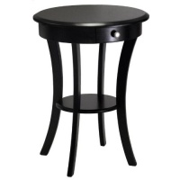 Winsome Wood Round Table with Drawer and Shelf, Black Winsome Wood Round Table with Drawer and Shelf, Black
