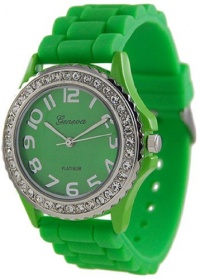 Geneva Platinum Women's 6886.Green Green Rubber Quartz Watch with Green Dial Geneva Platinum Women's 6886.Green Green Rubber Quartz Watch with Green Dial