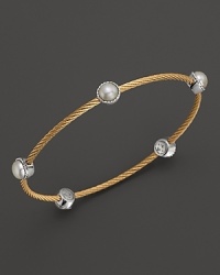 Charriol Stainless Steel Yellow PVD Classique Bangle with Pearls Charriol Stainless Steel Yellow PVD Classique Bangle with Pearls