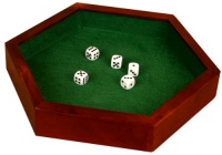 Wood Hexagonal 12 Dice Tray with 5 Dice Wood Hexagonal 12 Dice Tray with 5 Dice