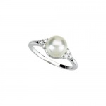 CleverEve 2014 Luxury Series .125 ct tw Diamond 14K White Gold Freshwater Cultured Pearl Ring (From Size 1 to 15)