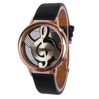 Geekbuying Stylish Musical Note Pattern Gold Round Dial Women's Wrist Watch (Black) Geekbuying Stylish Musical Note Pattern Gold Round Dial Women's Wrist Watch (Black)