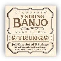 D'Addario J61 5-String Banjo Strings, Nickel, Medium, 10-23 D'Addario J61 5-String Banjo Strings, Nickel, Medium, 10-23