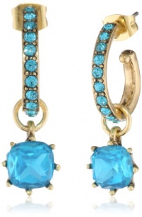 Betsey Johnson Iconic Stone Blue Gem Hoop Earrings Betsey Johnson Iconic Stone Blue Gem Hoop Earrings