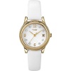 Timex Women's T2N449 Elevated Classics Swarovski Crystals White Leather Strap Watch
