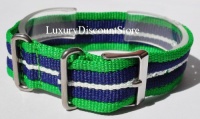 Timex T7B890 Weekender 20mm Green/Blue/White Nylon Slip-Thru Watch Strap Timex T7B890 Weekender 20mm Green/Blue/White Nylon Slip-Thru Watch Strap