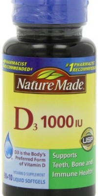 Nature Made, Vitamin D3 1,000 I.u. Liquid Softgels, 100-Count Nature Made, Vitamin D3 1,000 I.u. Liquid Softgels, 100-Count