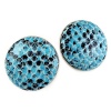 Guess Earrings, Silver-Tone Black & Turquoise Snakeskin Jungle Queen Button Earrings