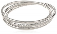 Sterling Silver 4mm Triple Single Diamond-Cut and Classic Bangle Bracelet Sterling Silver 4mm Triple Single Diamond-Cut and Classic Bangle Bracelet